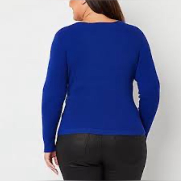 Bold Elements Women’s 3X Keyhole Front Pullover Sapphire Blue Ribbed Swe… - Picture 2 of 9